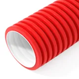 Труба двустенная гибкая 63 красная внутри белая с протяжкой с муфтой бухта 100м