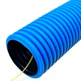 Труба двустенная гибкая 63 синяя с протяжкой с муфтой бухта 100м