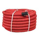 Труба двустенная гибкая 200 красная с протяжкой с муфтой бухта 35м